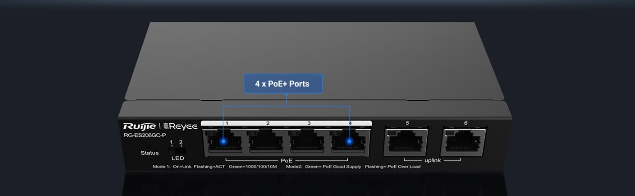 6-Port Gigabit Managed Switch with 4 PoE+ Ports