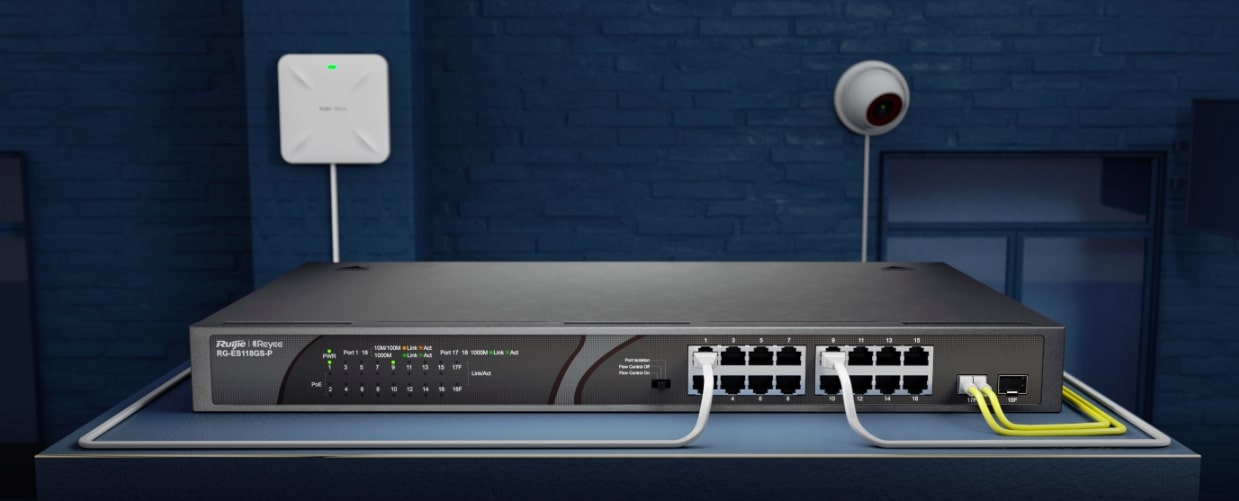 18-Port 10/100/1000Mbps Unmanaged Switch with 16 PoE+ Ports