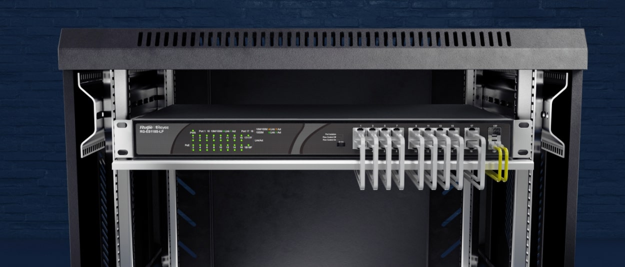 16-Port 10/100Mbps, 2-Port Gigabit Unmanaged Switch with 16 PoE+ Ports