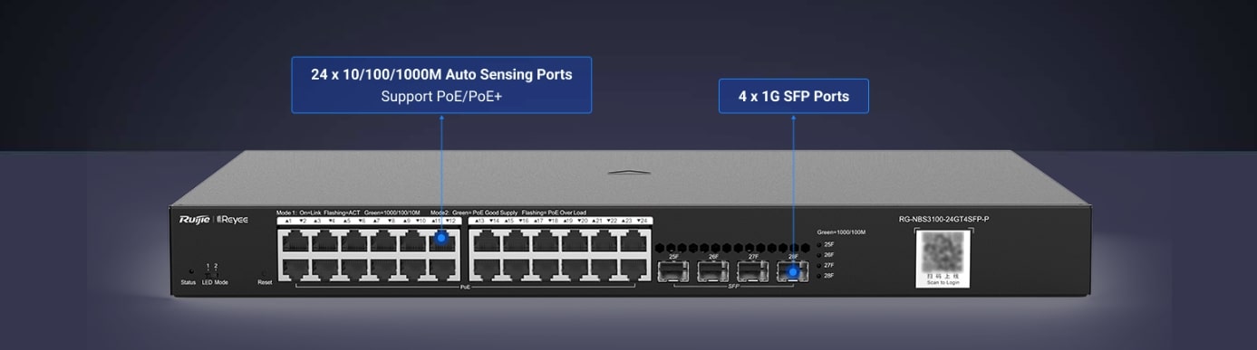 28-Port Gigabit Layer 2 Managed PoE  Switch, 4 x SFP Uplinks 