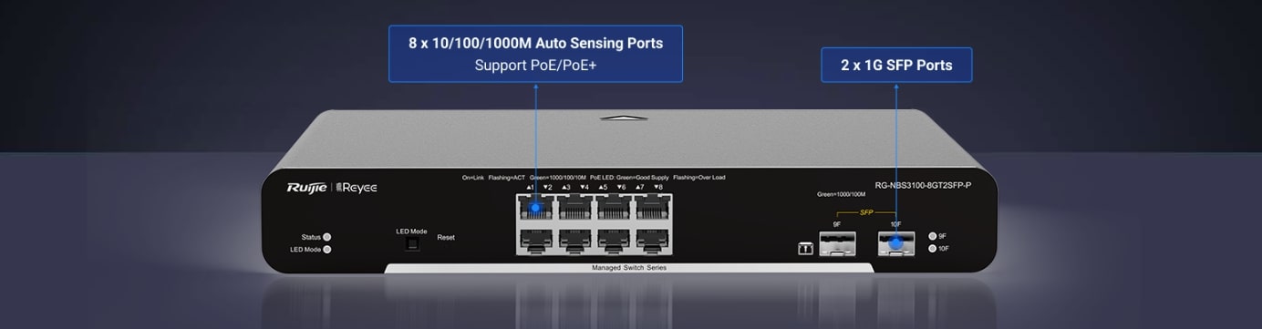 10-Port Gigabit Layer 2 Managed  PoE Switch, 2 SFP Uplinks 