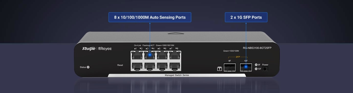 10-Port Gigabit Layer 2 Managed  Switch, 2 SFP Uplinks  